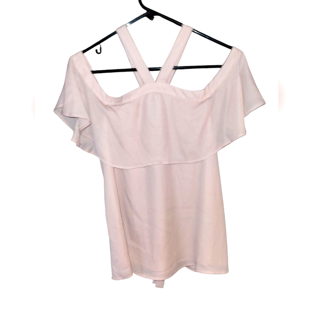 Shinestar Off-Shoulder Pale Pink Top, Size Medium NWT